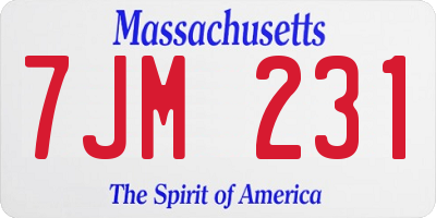 MA license plate 7JM231