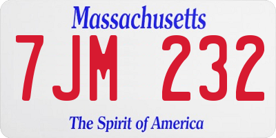 MA license plate 7JM232