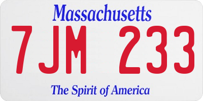 MA license plate 7JM233