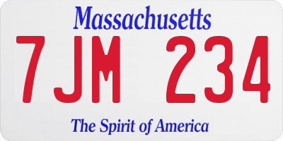 MA license plate 7JM234