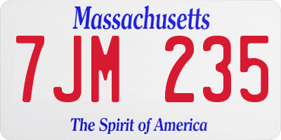 MA license plate 7JM235