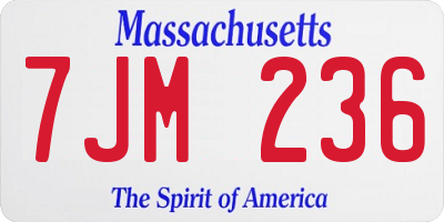MA license plate 7JM236