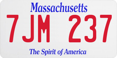 MA license plate 7JM237