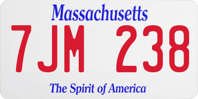 MA license plate 7JM238