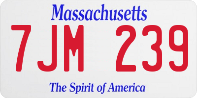 MA license plate 7JM239