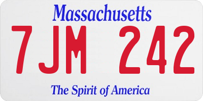 MA license plate 7JM242