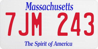 MA license plate 7JM243