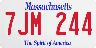 MA license plate 7JM244