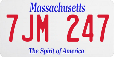 MA license plate 7JM247