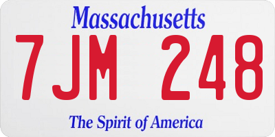 MA license plate 7JM248