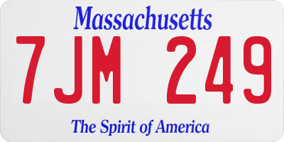 MA license plate 7JM249