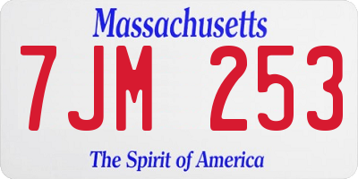 MA license plate 7JM253