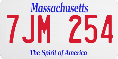 MA license plate 7JM254