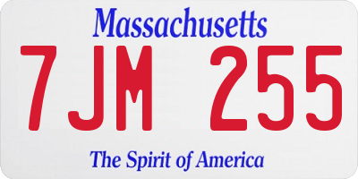 MA license plate 7JM255