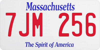 MA license plate 7JM256