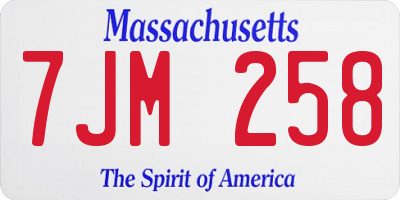 MA license plate 7JM258