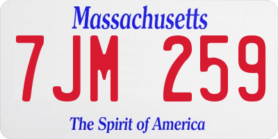 MA license plate 7JM259