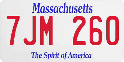 MA license plate 7JM260
