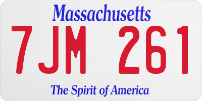 MA license plate 7JM261