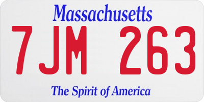 MA license plate 7JM263