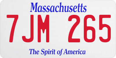 MA license plate 7JM265