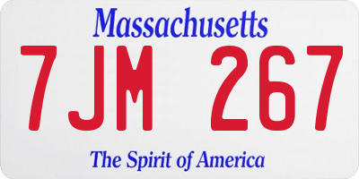 MA license plate 7JM267
