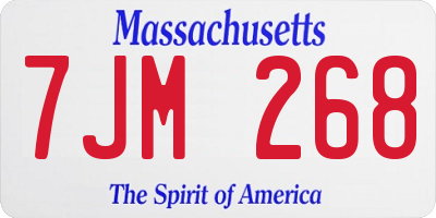 MA license plate 7JM268