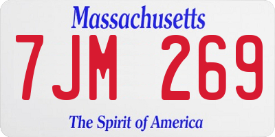 MA license plate 7JM269