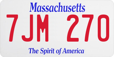 MA license plate 7JM270