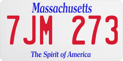 MA license plate 7JM273