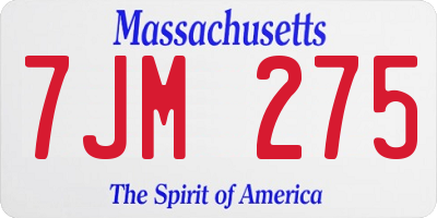 MA license plate 7JM275