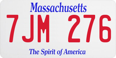 MA license plate 7JM276