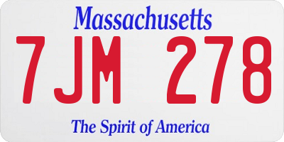 MA license plate 7JM278