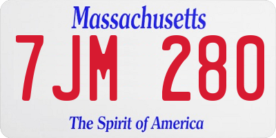 MA license plate 7JM280