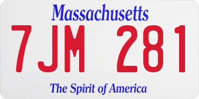 MA license plate 7JM281