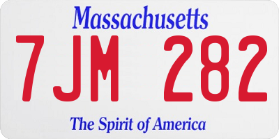 MA license plate 7JM282