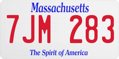 MA license plate 7JM283