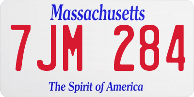 MA license plate 7JM284