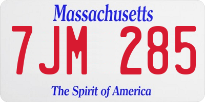 MA license plate 7JM285