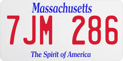MA license plate 7JM286
