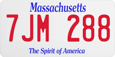 MA license plate 7JM288