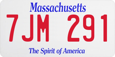 MA license plate 7JM291