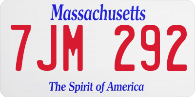 MA license plate 7JM292