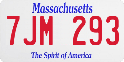 MA license plate 7JM293
