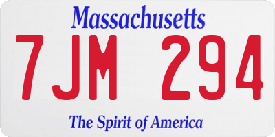 MA license plate 7JM294