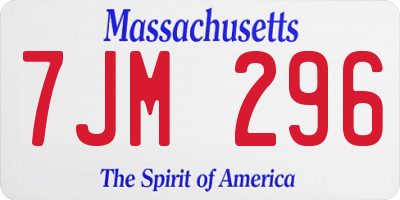 MA license plate 7JM296