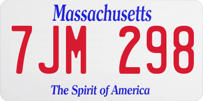 MA license plate 7JM298