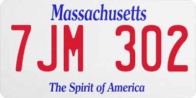 MA license plate 7JM302