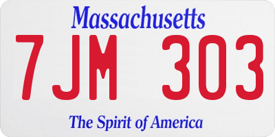 MA license plate 7JM303