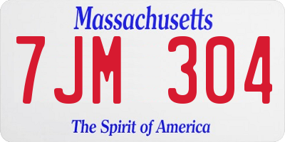 MA license plate 7JM304